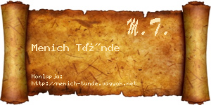Menich Tünde névjegykártya
