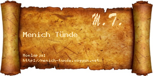 Menich Tünde névjegykártya